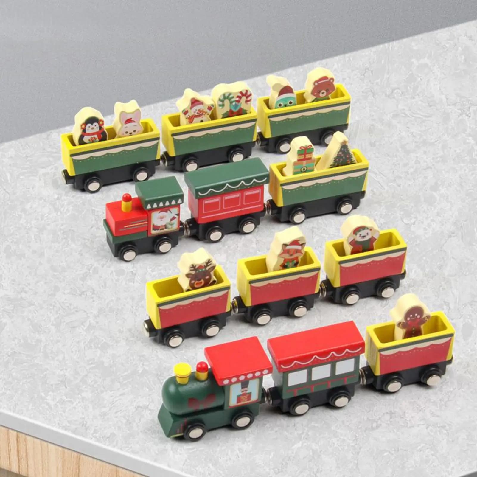 Treno di Natale per bambini Decorazione festiva in legno Treno educativo Giocattoli per bambini Ragazzi Ragazze Collezionisti Soggiorno Camera da letto Studio
