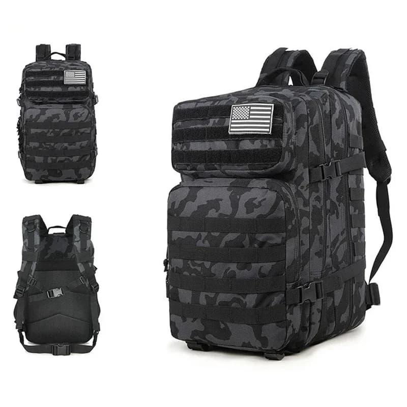 Zaino tattico Molle da 45 litri Zaino MOLLE da caccia Zaino da fitness EDC da uomo per escursionismo all'aperto Zaino di sopravvivenza Camouflage di grande capacità