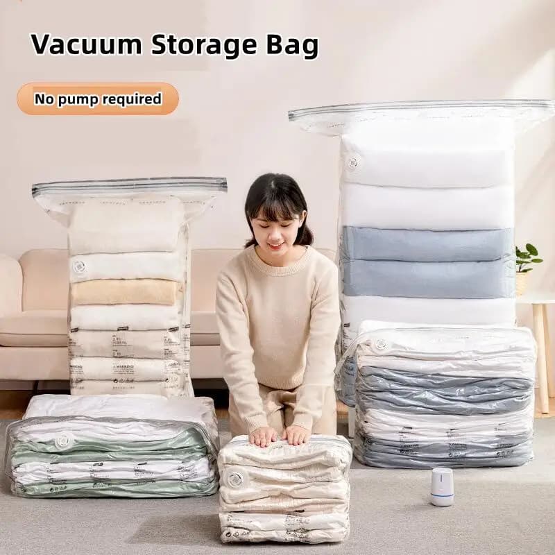 No pump required Vacuum compression bag to store clothes Clothing Packed empty bags Storage organizer Travel accessories