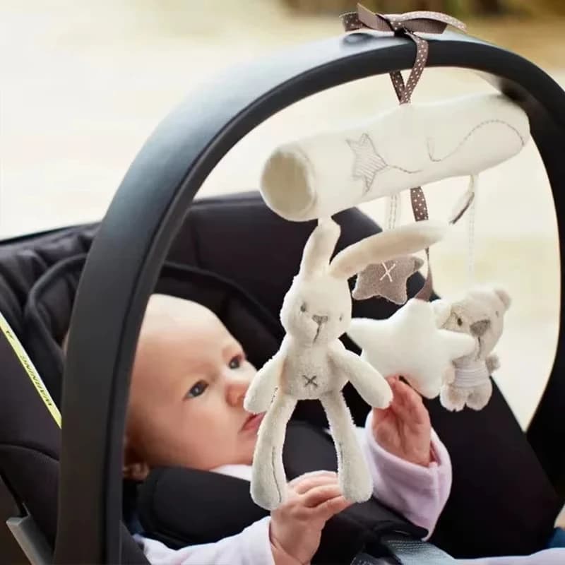 Sonagli per neonati giocattoli per passeggino culla orso morbido stile coniglietto carrozzina giocattoli appesi peluche placare accessori per letti per bambole