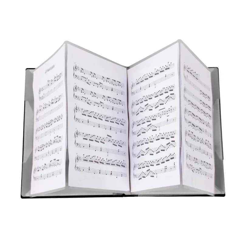 Flatsons FB-02 Supporto per spartito con clip musicale Formato A4 Cartella per organizer per documenti in fogli di carta 20 tasche per chitarra, pianoforte, violino