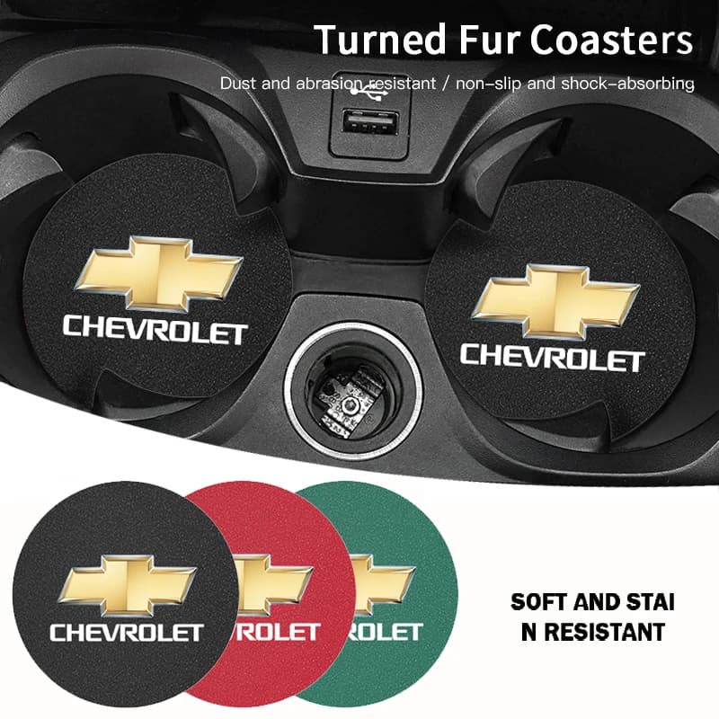 2 Pezzi Tappetini Antiscivolo per Portabicchieri Auto, Accessori per Chevrolet Spark Captiva Cruze Malibu Equinox Trax Camaro Blazer
