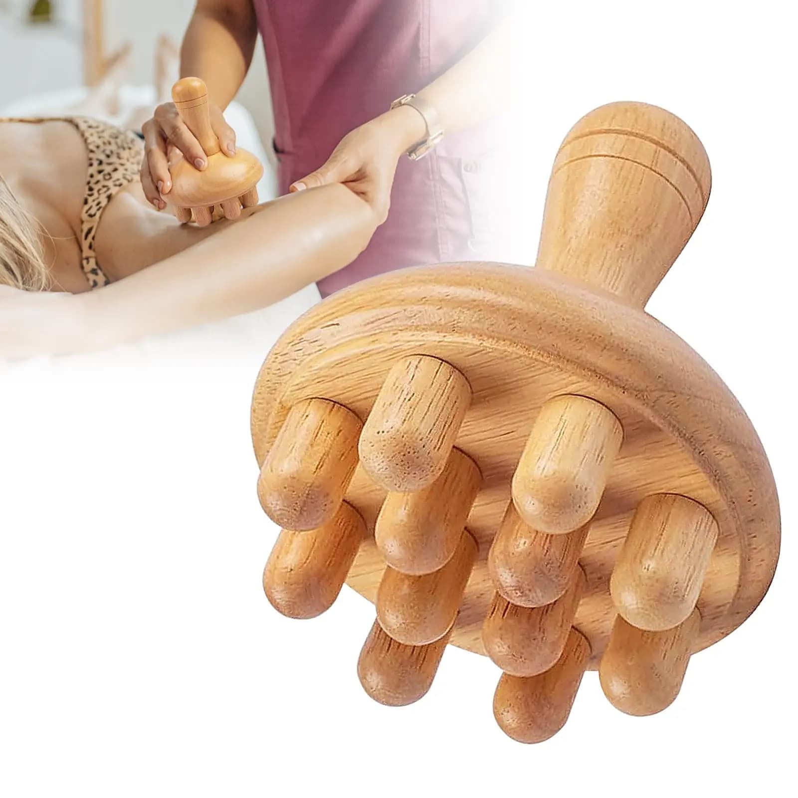 Wooden Mushroom Massager Manual Massage Tool, Wood Mushroom Massage Tools Muscle Tension Local Fat Gua Sha for Full Body Use