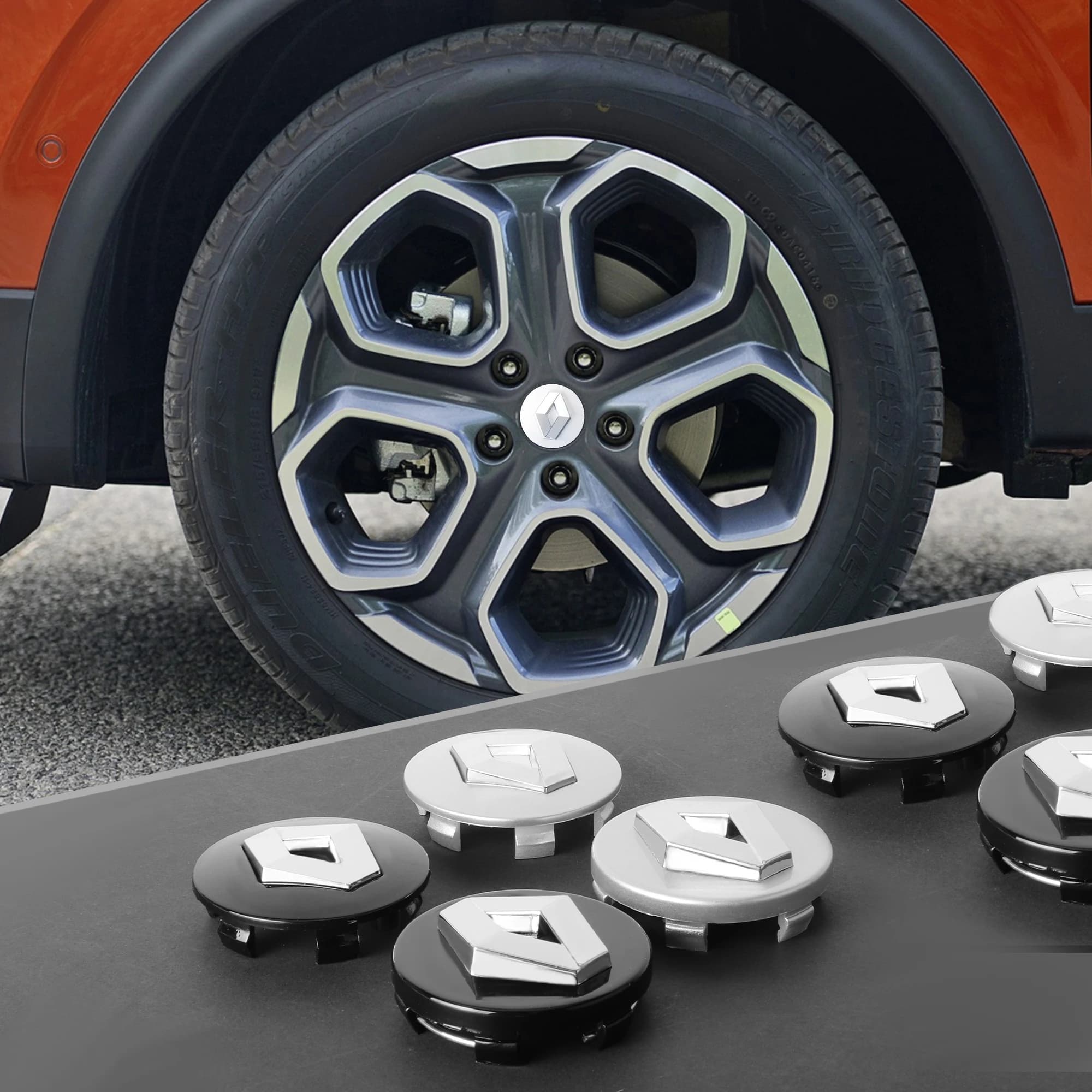 56/60mm Car Styling Auto Emblema Mozzo Ruota Tappo Centrale Badge Coperture Adesivo Per Renault Koleos Kadjar Captur Megane Talisman Clio