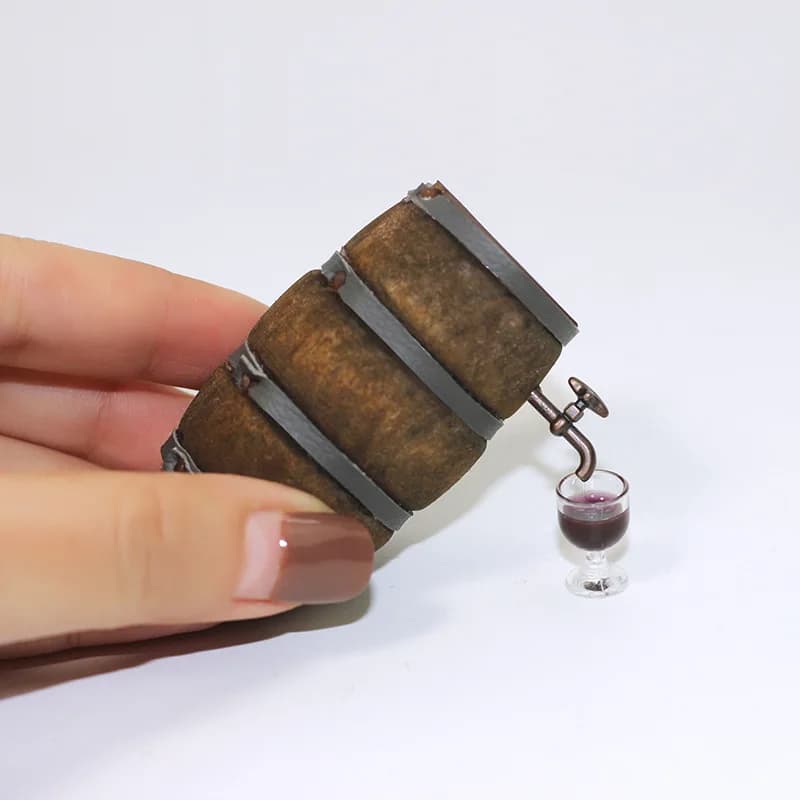 1:12 Casa delle bambole Cantina Scena Simulazione Retro Mini Barile di vino Rubinetto Bicchiere di vino Casa delle bambole Ornamento Accessori Giocattoli fatti a mano