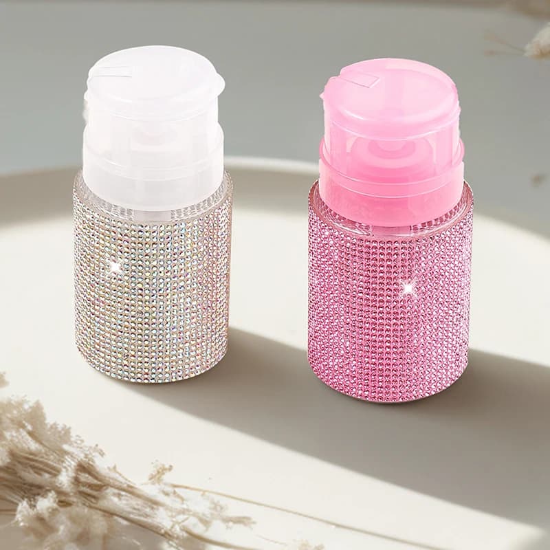 1 pcs reusable nail bottles diamantate press empty dispenser for nail pump art nail polish cleaner bottle for makeup tool for manicure