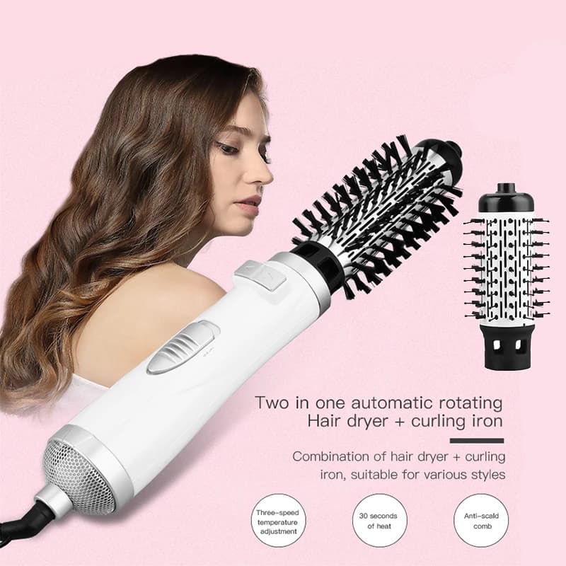 Automatic rotating hot air brush 2 in 1 360-degree curling iron Hair brush Hair dryer equipment Hairdresser equipment Hair dryers in one step