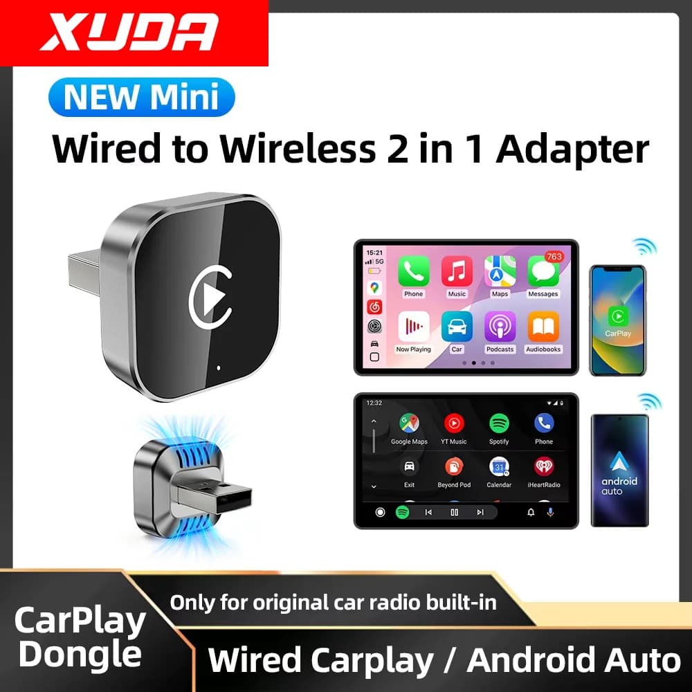 XUDA Carplay Android Auto Wireless Adapter Smart AI Box Car OEM Wired Android Auto To Wireless USB Dongle for Toyota Volvo