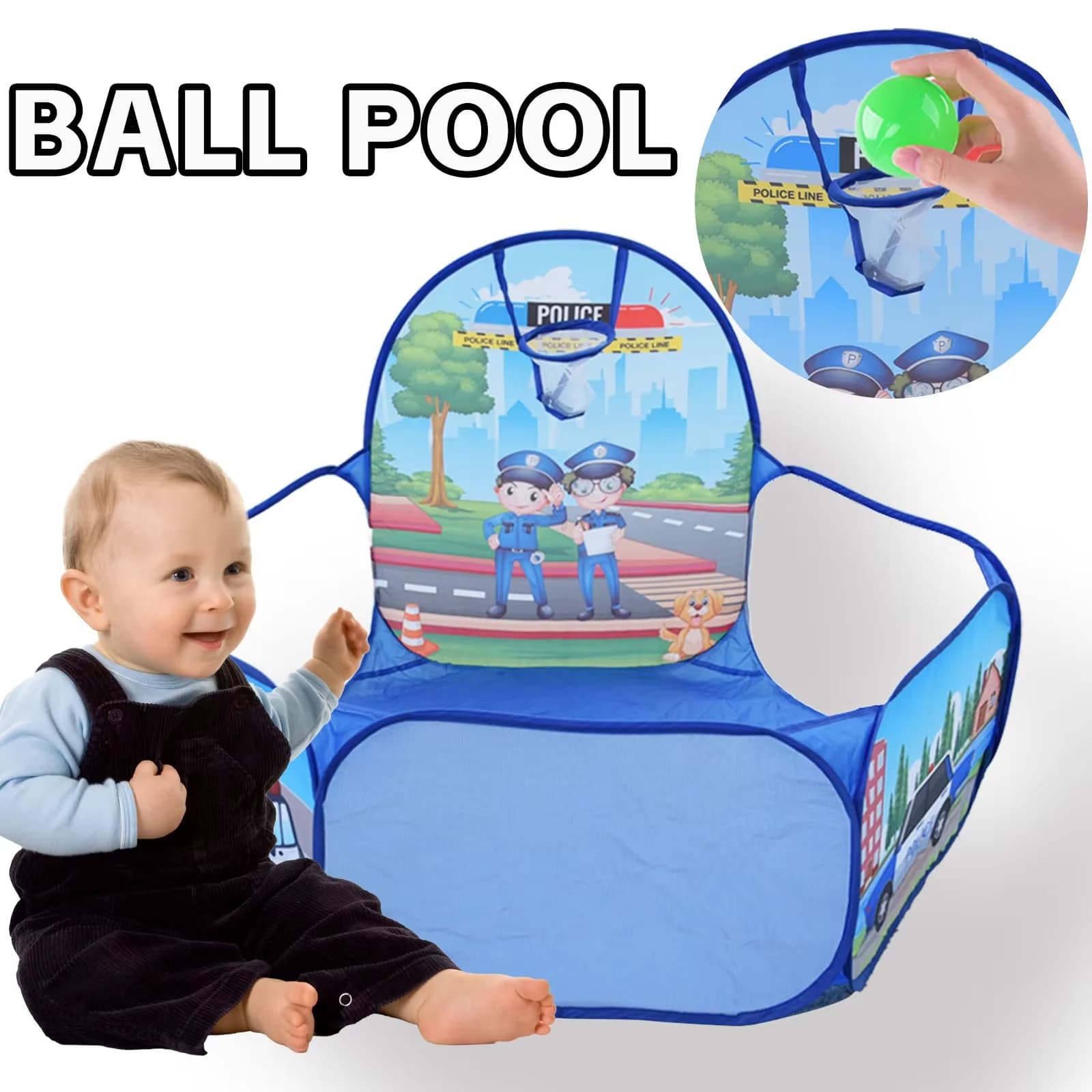 Children's Special Police Pool with Ocean Balls Interior Fence Boys and Girls Toys Pool Children's Bobo Children's Basketball Pool