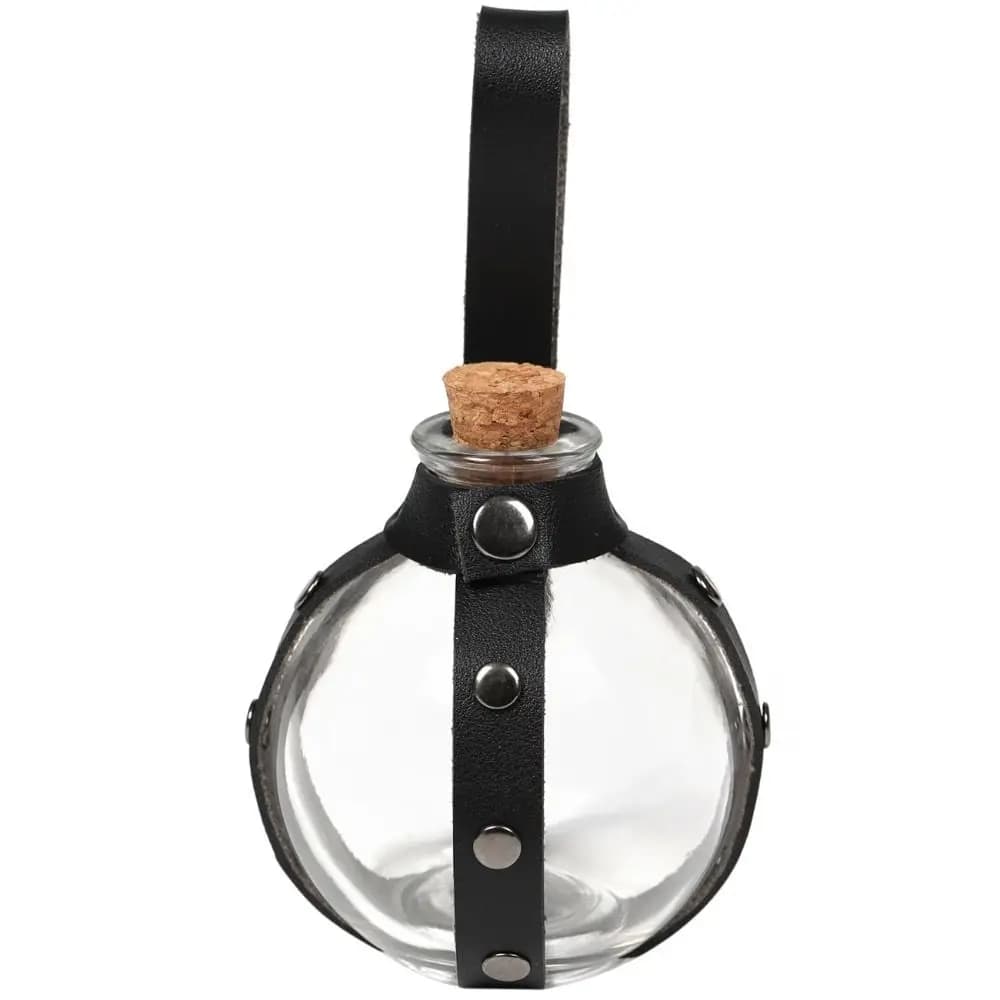 Frasco rotondo in ecopelle Fondine per bottiglie di pozione Borse da cintura Rotondo Pozione magica Bottiglia di vetro Mago Magia scura Costumi fantasy