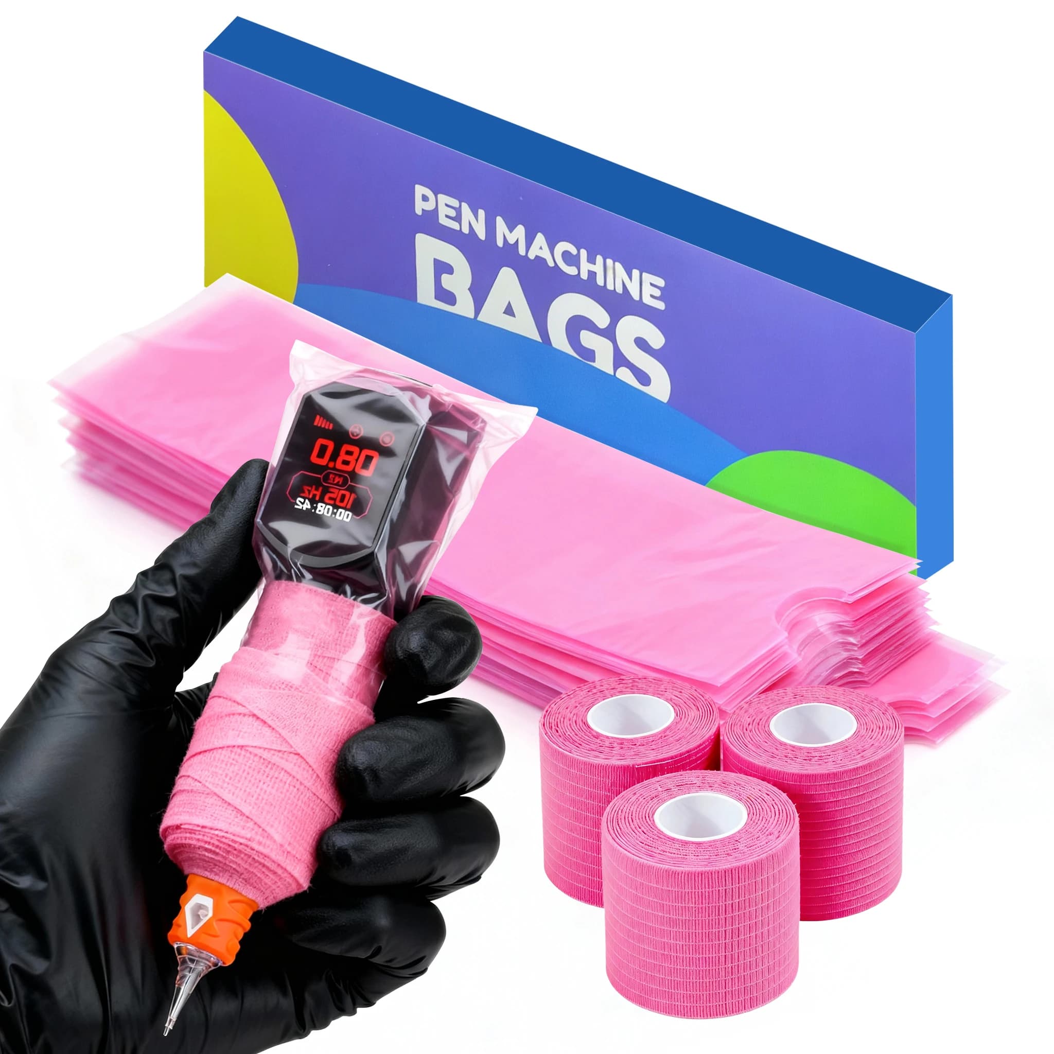 Tattoo Pencil Sleeve Bag Covers 200Pcs and 3Pcs Bandage Practice Tattoo Sets Tattoo Machine Accessories