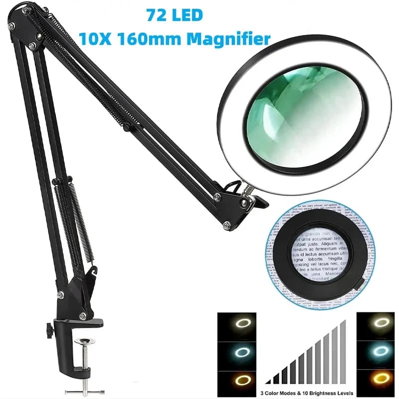 72LED 8X/10X NEW illuminated USB magnifier 3 colors LED magnifier for repair welder/beleza/table for care of skin