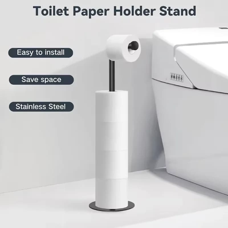 Porta asciugamani di carta da bagno Porta carta igienica da pavimento in acciaio inossidabile Portarotolo da cucina unipolare Mensola da pavimento per bagno