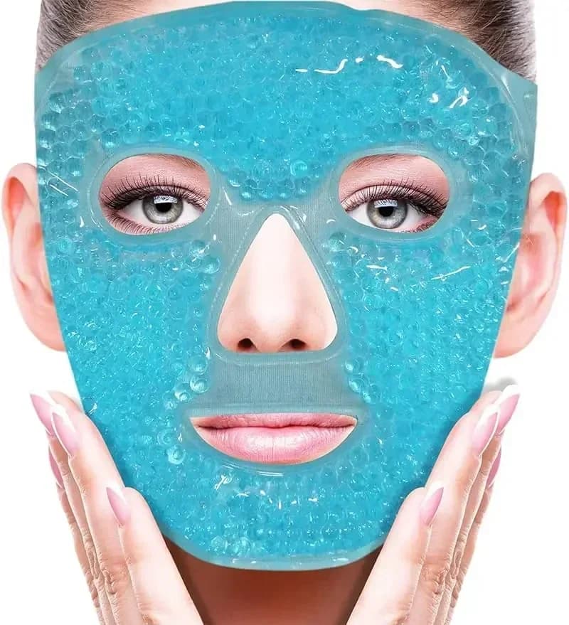 SPA Ice Cold & Hot Heat Full Face Eye Mask Ice Bag for Sleep Reduce Face Headaches Gel Beads for Women