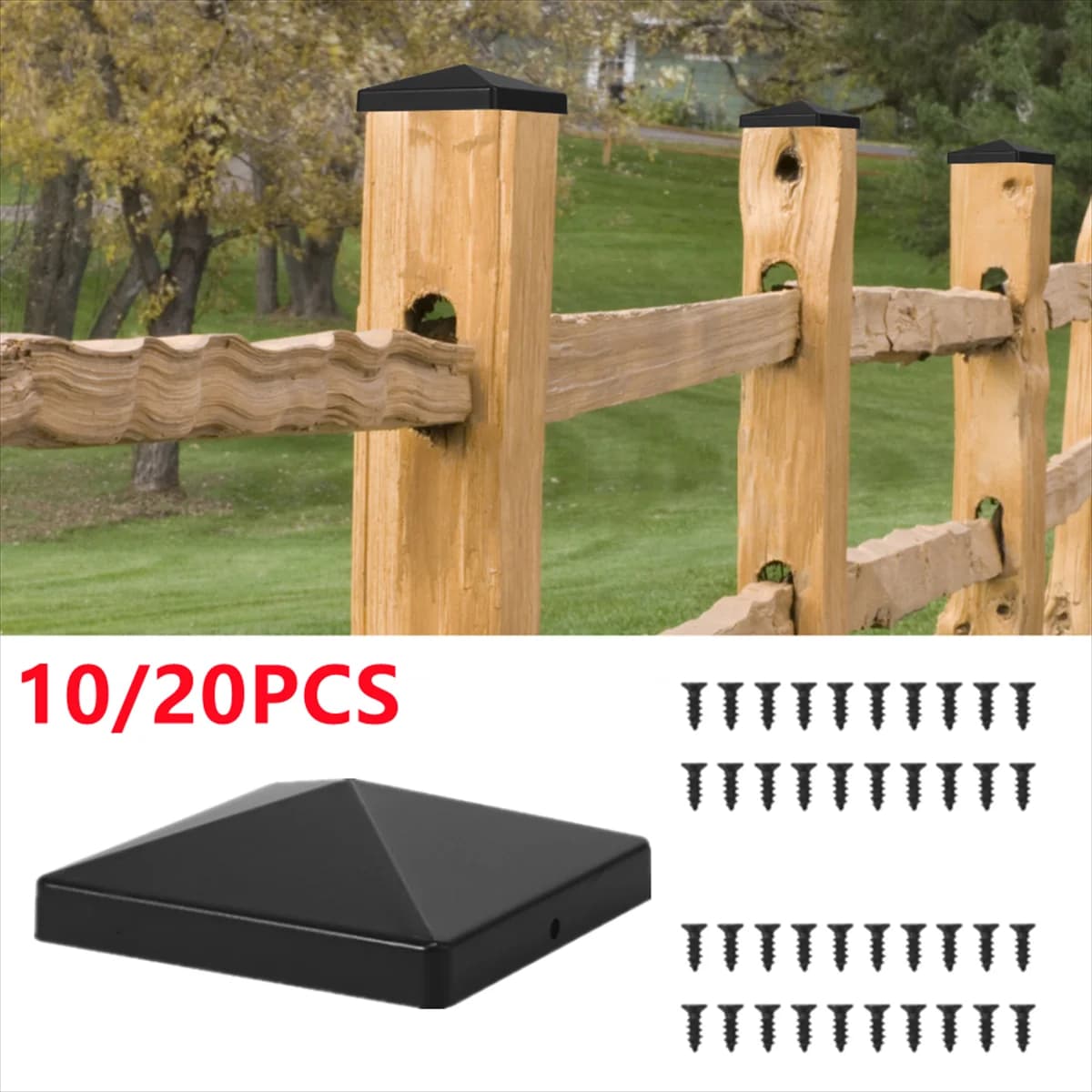 20 pezzi Coperture per pali per recinzione in legno Robusto coperchio per pali per ponte in plastica Tappi per pali per ponte resistenti al calore impermeabili per proteggere la recinzione da giardino