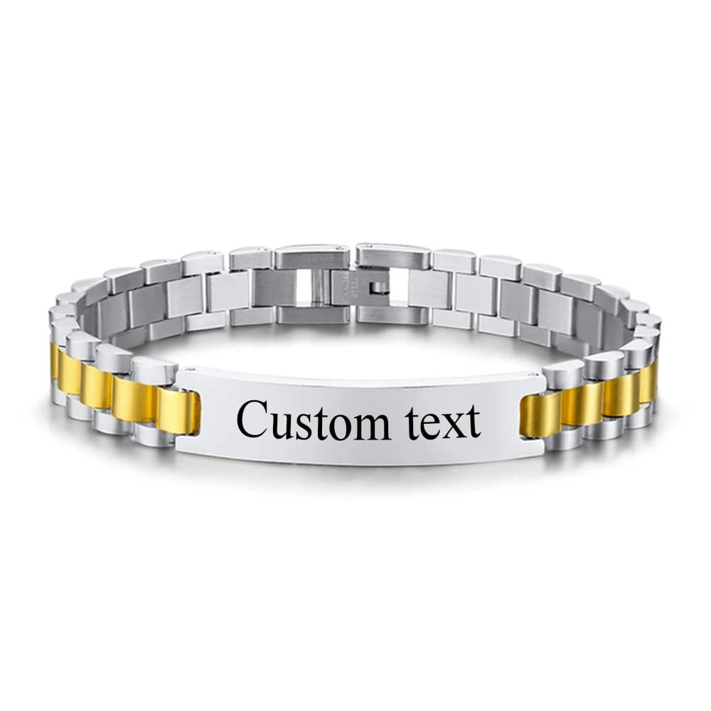 Bracciale da uomo in acciaio inossidabile da 12 mm con incisione personalizzata del nome, cinturino per orologio con logo inciso, braccialetti identificativi personalizzati per donna, idea regalo, gioiello.