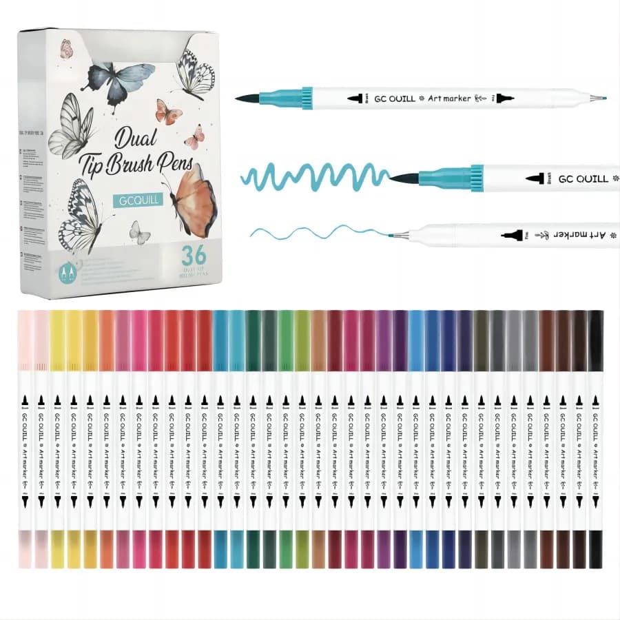 36 Colors Brush Markers Pens for Adult Coloring Note taking Planner Hand Lettering Calligraphy Drawing Journaling