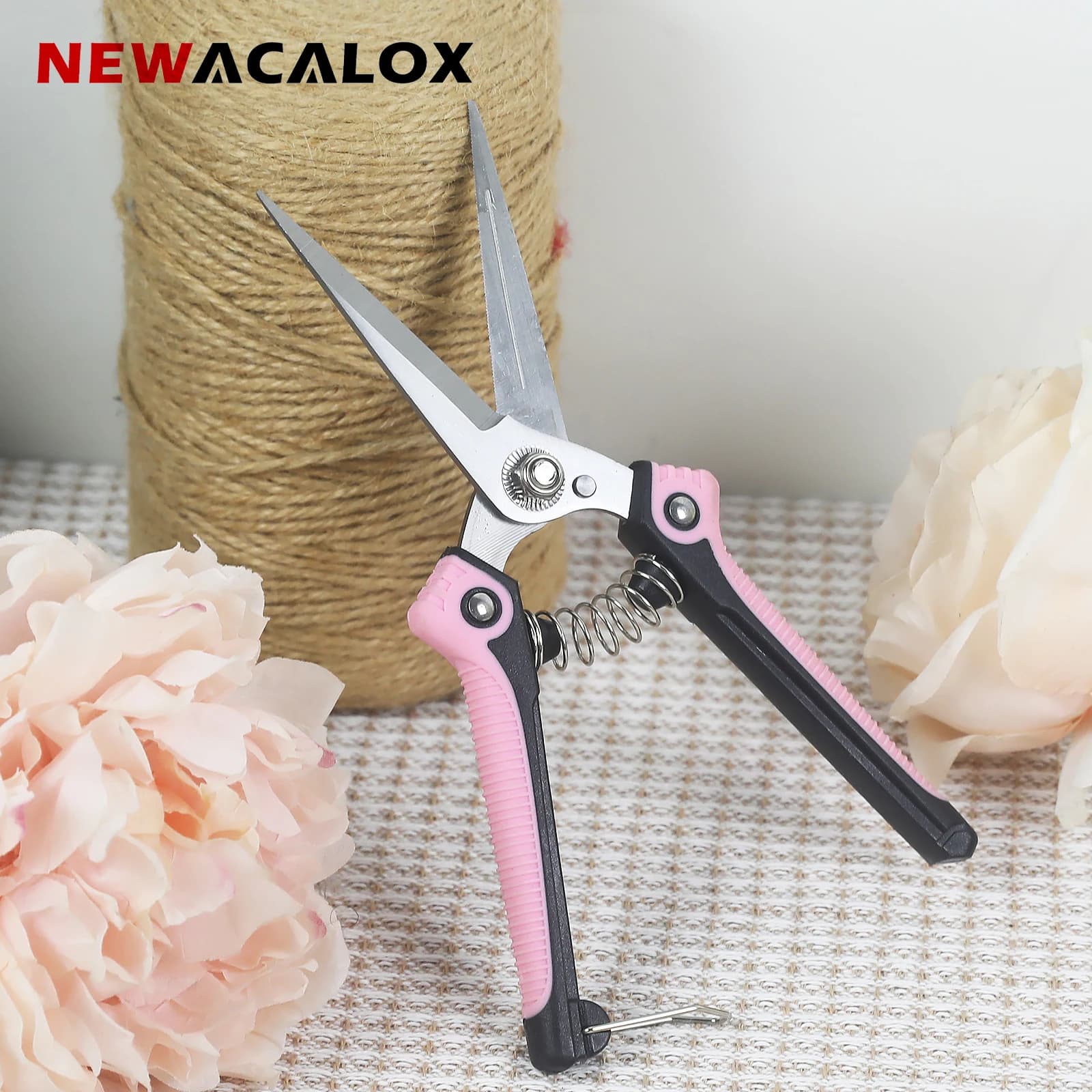 NEWACALOX Garden pruning shears for bonsai, straight head, stainless steel blade, non-slip handle, practical home finishing tool