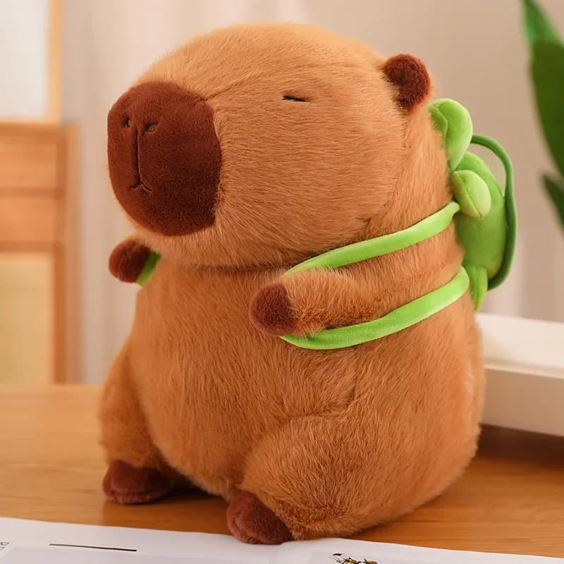 Simpatico zaino tartaruga Capibara Cappello fragola Capibara Peluche Animali di peluche Bambola morbida Giocattoli per bambini Regalo di compleanno Decorazione pendente