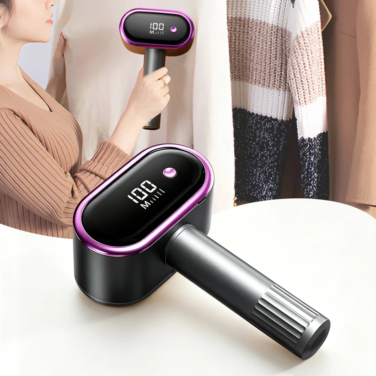 USB Rechargeable Fabric Shaver, Dual Head Fabric Trimmer, Hair Removal Device for Clothes, Sofas, and Furniture