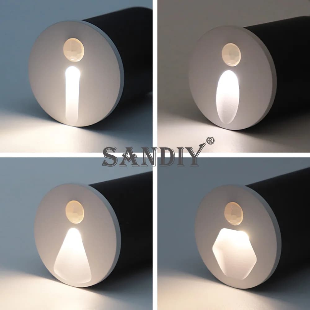 SANDIY Luce per scale a LED Sensore di movimento Illuminazione per gradini 45mm Applique da parete rotonda Lampada da incasso Luci notturne per decorazioni per la casa Illuminazione per scale Bagno Corridoio Balcone