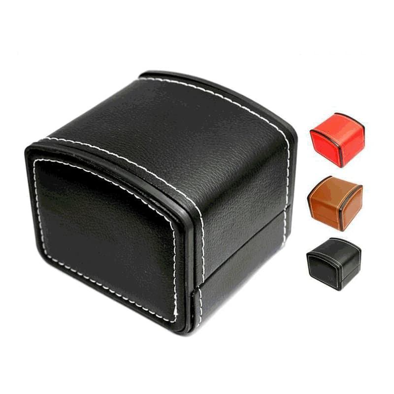 PU Leather Watch Case Holder for Men Women's Wristband with Leather Cushion