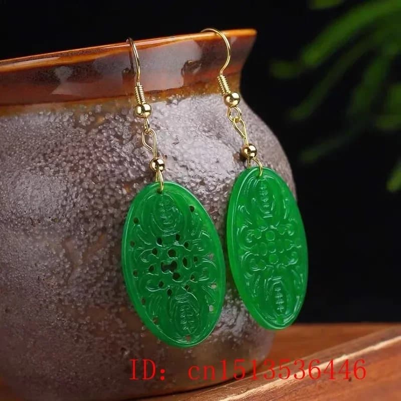 Originale naturale verde giada smeraldo pipistrello scava fuori orecchini gioielli accessori moda fai da te donna intagliata a mano amuleto regali