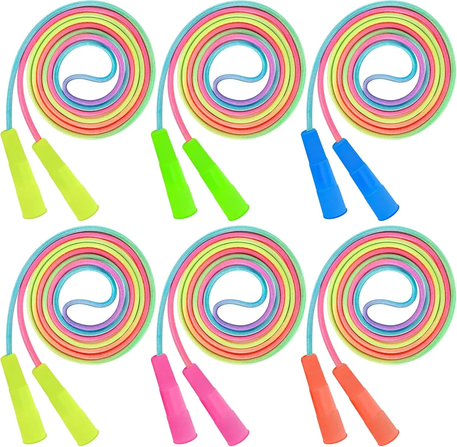 Set of Colorful and Adjustable Cords for Children, Pack of 6 for Schools and Family Fun, Read with Plastic Handles