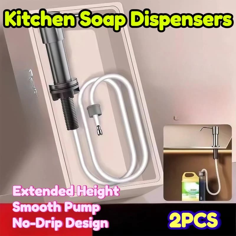 Dispenser di sapone da cucina, tubo di prolunga con pompa in acciaio inossidabile, uscita rapida del liquido, universale, durevole, collegamento diretto, bottiglie grandi, 2 pezzi