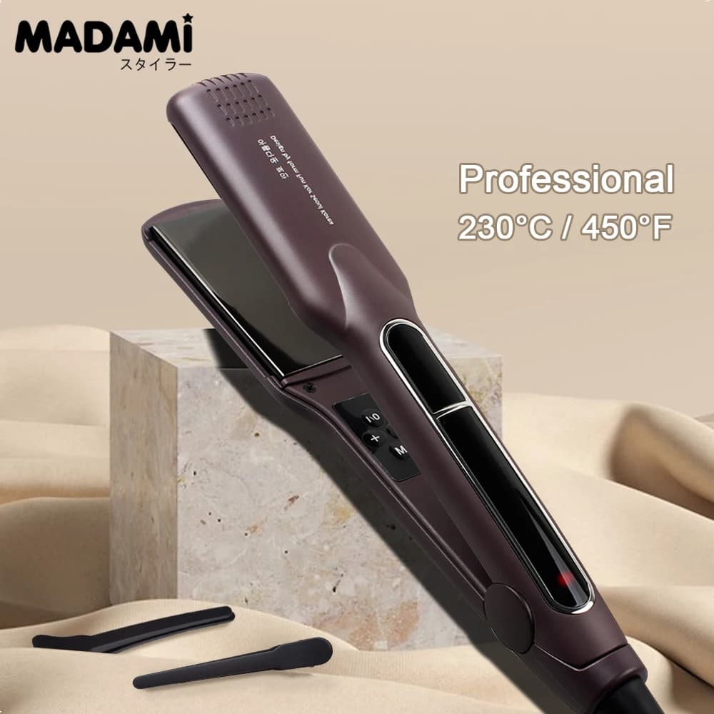 MADAMI 230 ° Quick Heating Hair Iron with Floating Plate with Ceramic C Coating for Living Instruments 220 V-240 V