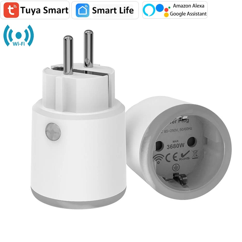 TUYA Smart Life APP Monitor Spina WiFi + Bluetooth EU 16A Power Monitoring Temporization Voice Control Works with Alexa Google Home