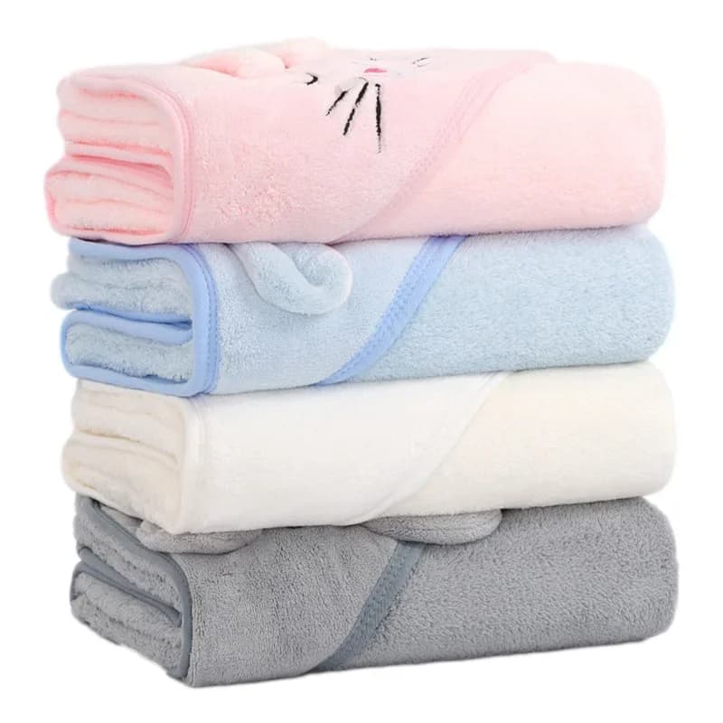 Baby Bath Towels with Animals Cartoon, Soft Bathrobe with Hood, Baby Warm Cover