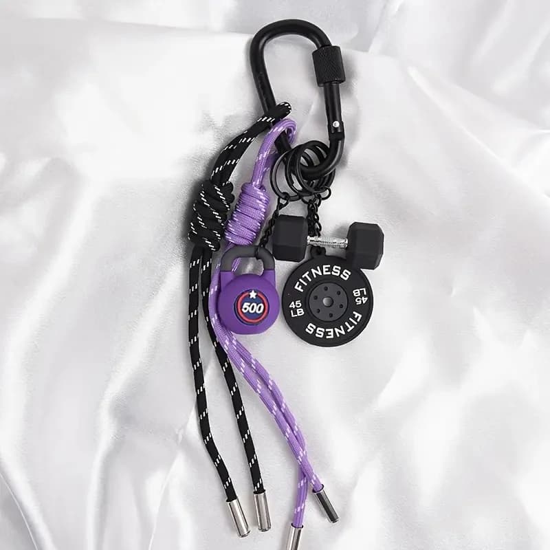 Mini Barbell Plates Keyring with Rectangular Buckle Water Cups Simulation Manubri Keyring Pendant for Creative Bag