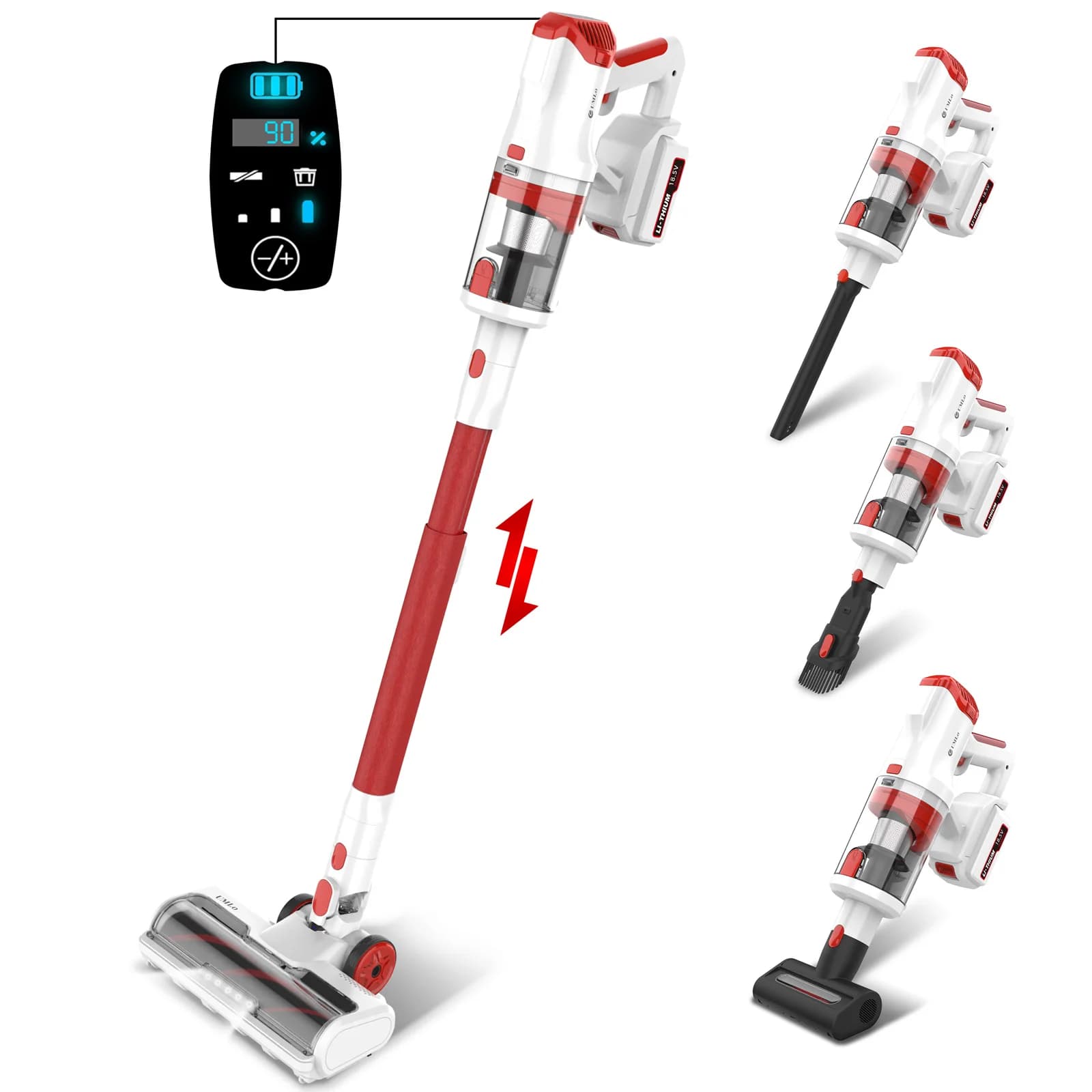 UMLo V111 aspirapolvere senza fili, aspirapolvere a batteria 300W 28Kpa con Display a LED, aspirapolvere leggero 8 in 1