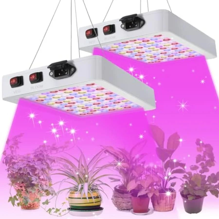 Confezione da 2 Luci LED per Coltivazione da 1000W a Spettro Completo con Pulsanti Veg e Bloom per Piante Idroponiche da Interno, Fiori, Verdure e Semina