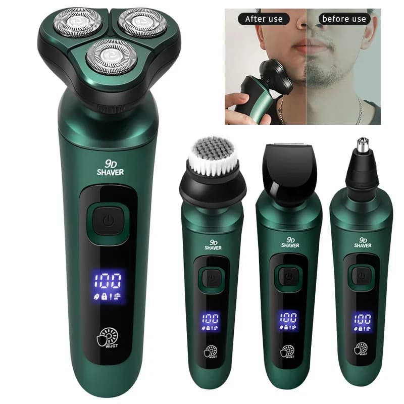 Nuovo rasoio elettrico intelligente Display digitale LCD Rasoio galleggiante a tre teste Coltello da barba multifunzione ricaricabile USB