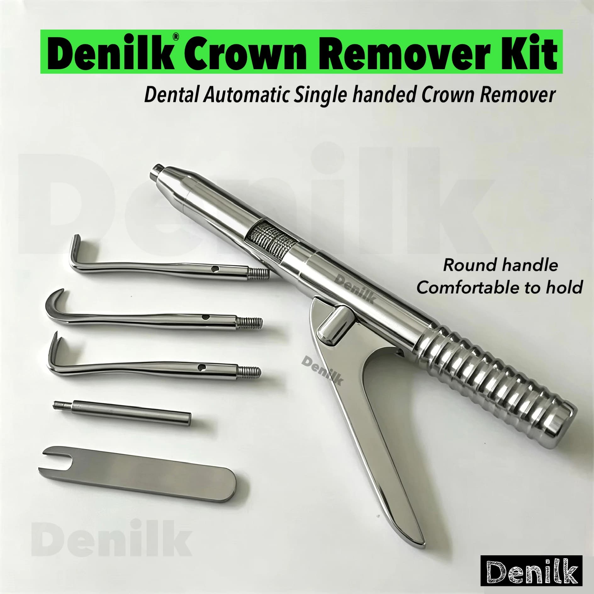 DENILK Set of 1 Automatic Removal Tool Corone Dentali, Stainless Steel Gun for Dentistry, Surgery Tools with 3 Functions