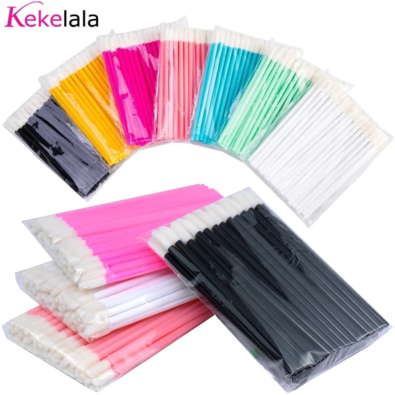 Kekelala 50 Pz Disposable Lip Brushes Lip Glossy Applications Micro Makeup Brush Cleaning Brush Tools for Eyelash Extension