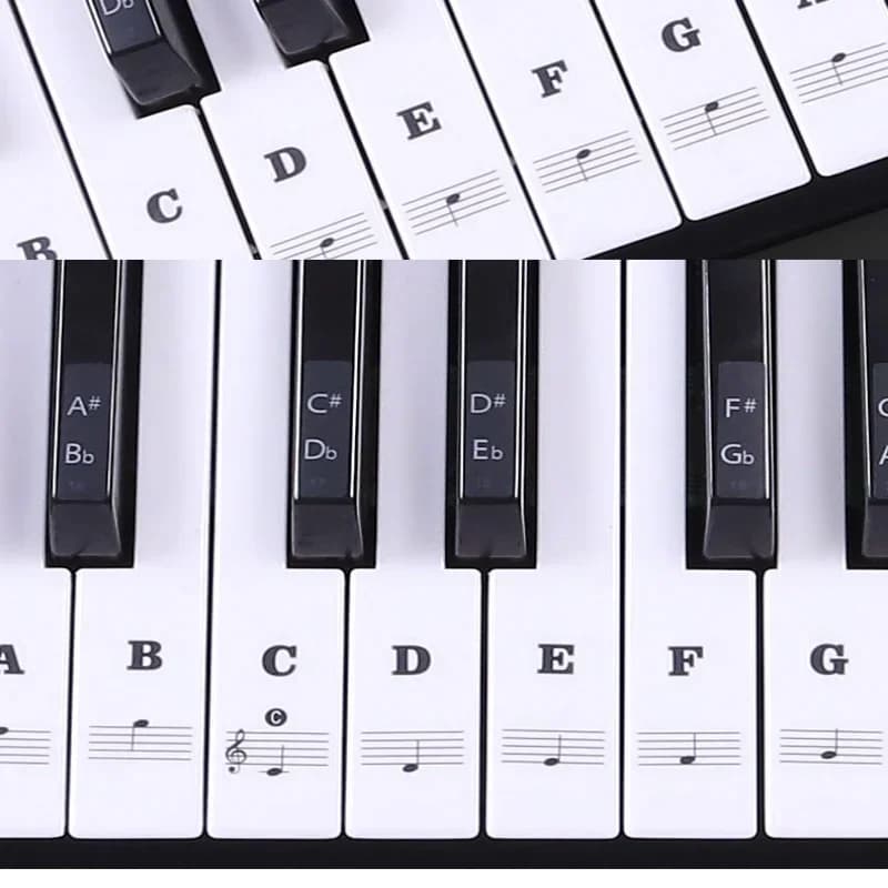 1PC adesivi per addestramento al pianoforte per 37/49/54/61/88 tasti PVC trasparente chiave di pianoforte decalcomania tastiera rimovibile nota adesivo accessori