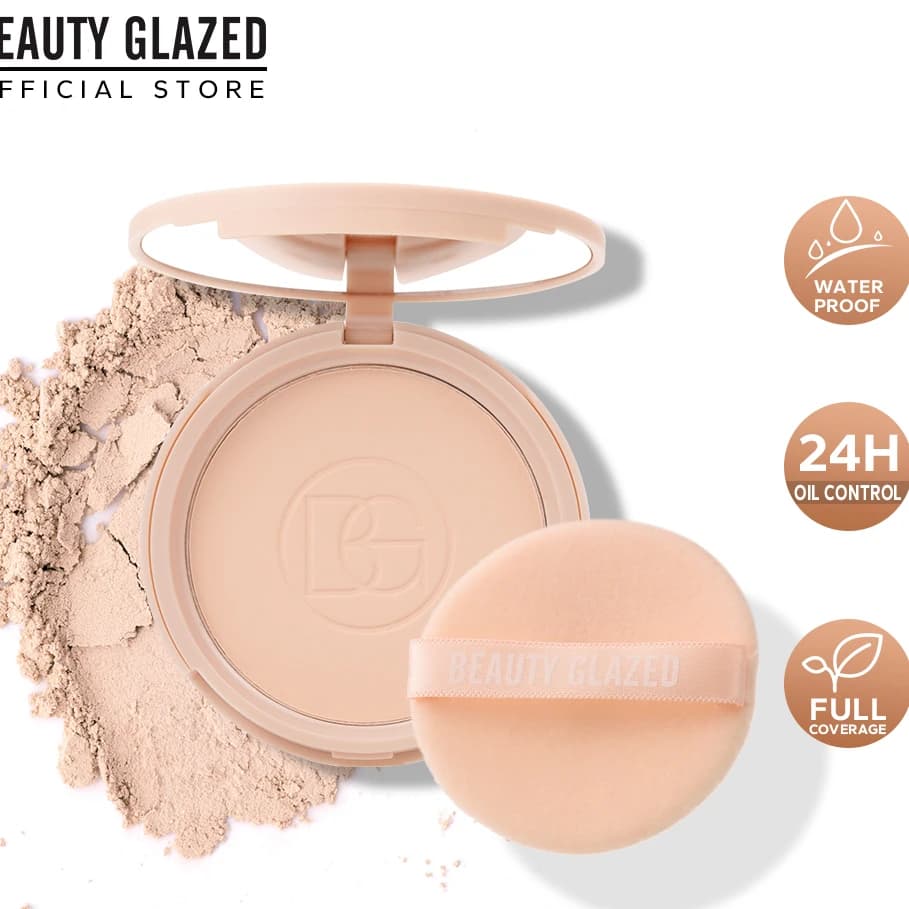 BEAUTY GLAZED Cipria opaca per il controllo dell'olio, polvere fissante impeccabile a lunga durata, trucco per il viso con specchio