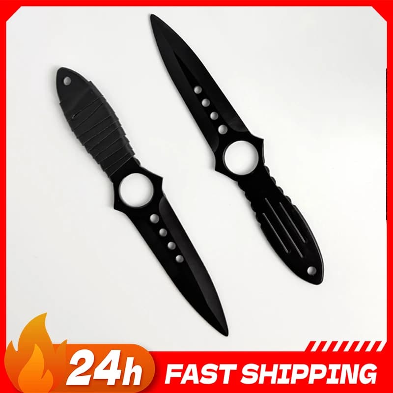 Coltello Scheletro Nero da 20 cm, Modello in Metallo Seiko, Accessori per Giochi GO, Coltelli per Allenamento all'Aperto, Spada Corta per Performance sul Palco, Giocattolo di Sicurezza