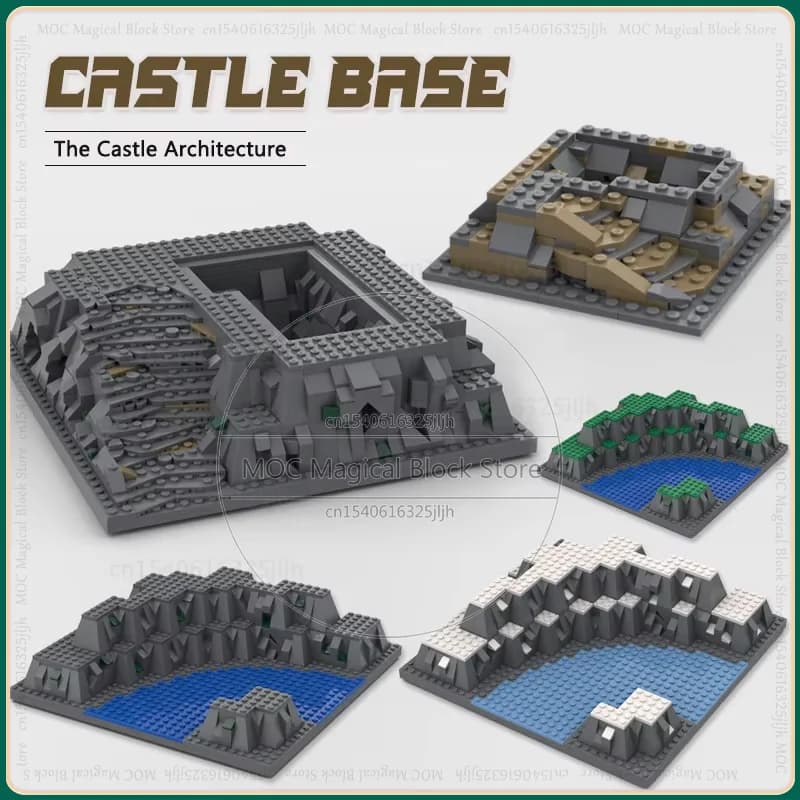 Moc Building Blocks 3D Base Technology brick raised base plate for set of castles with River Creative Display Model Toys Gifts
