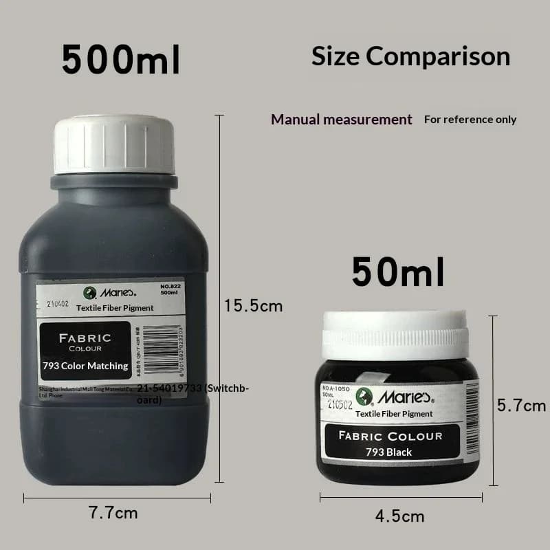 Marie's 50ml/500ml Black Textile Fabric Paint Flexible Pigment for Clothing Shoes Bag DIY Hand Painting