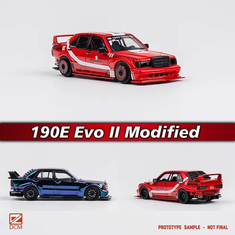 DCM In stock 1:64 190E EVO II modified red electrolytic Diecast Diorama collection of car models toys Miniature