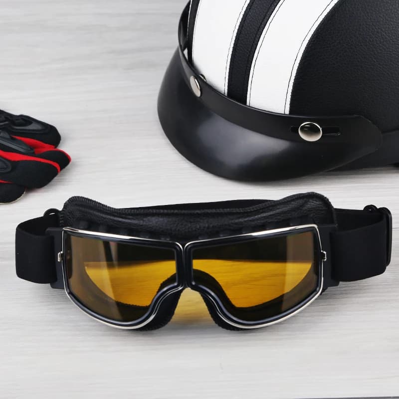 Men's Motorcycle Helmet Glasses Bike Glasses Retro Bike Ski Glasses for Cycling Leather Outdoor Motorcycle Glasses