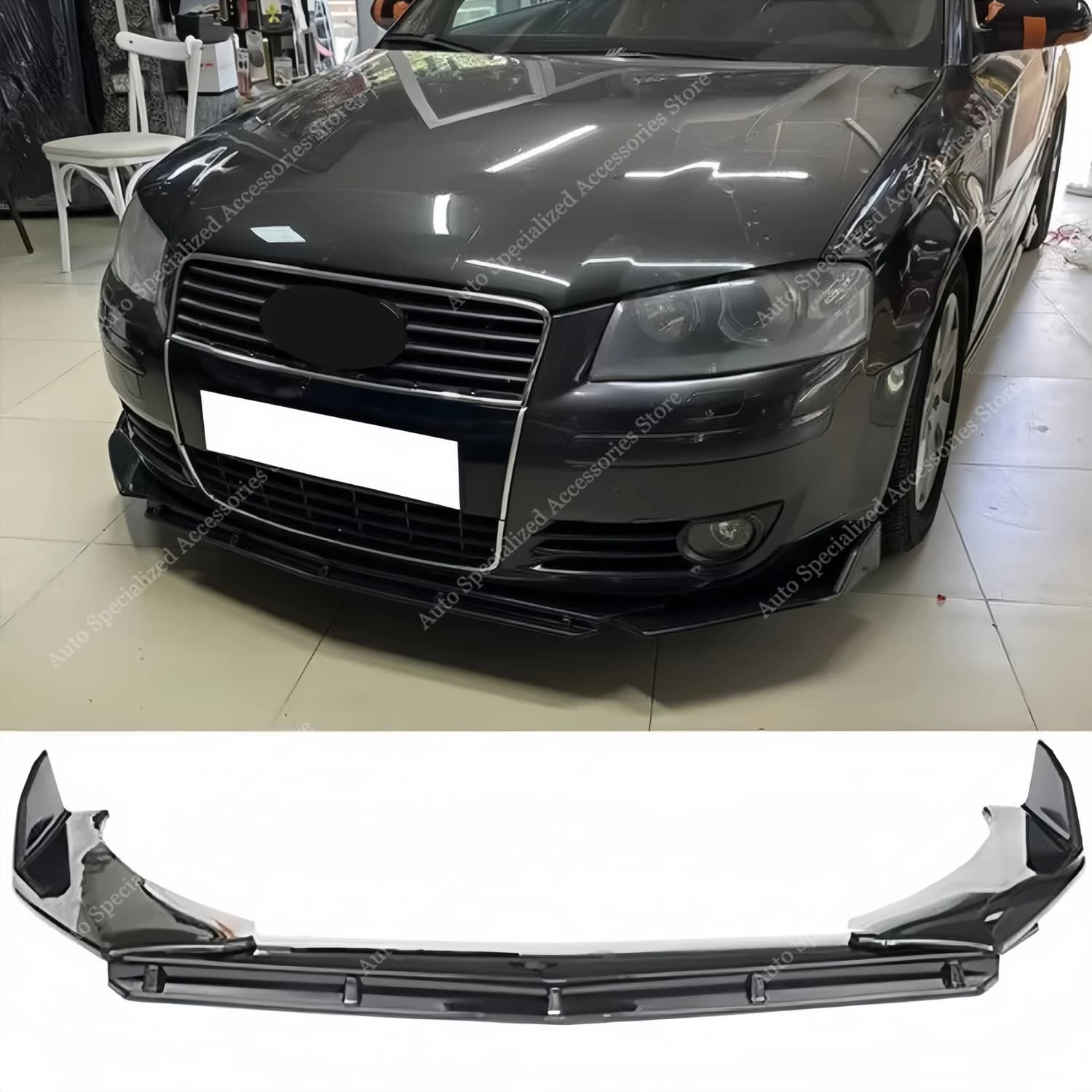 Gloss ABS Paraurti Anteriore Lip Spoiler Splitter Diffusore Per Audi A3 8P TFSI FSI TDI 2003-2008 Pre-Facelift Retroft Bodykits Tuning