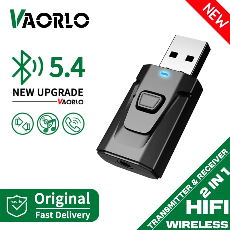 USB Bluetooth 5.4 Transmitter Audio Receiver MIC Adapter Wireless 3.5mm AUX/RCA Adapter for TV PC Stereo Headphones Domestic HIFI Music