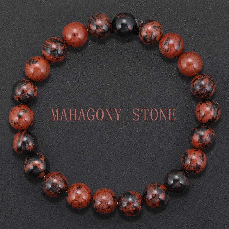 Mahagony 8mm Beads Natural Stone Body-Purifying Bracelet for Weight Loss Yoga and Meditation Healing Stone Jewelry for Women