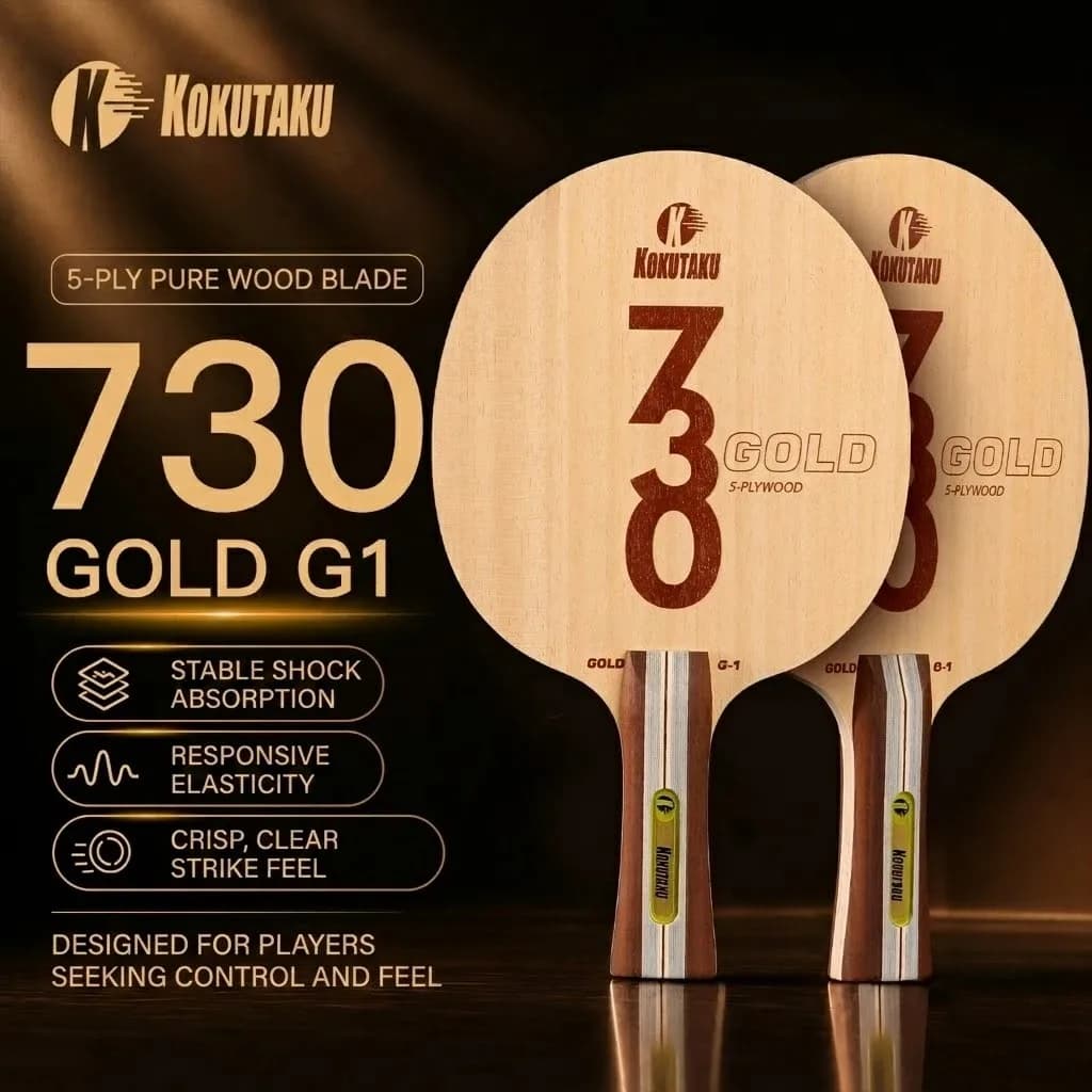 Kokutaku Table Tennis Blade FL 730 G1 5 Layer Wood / G2 5 Layer Wood and 2 Layer Carbon Table Tennis Racket Blade Arc Training