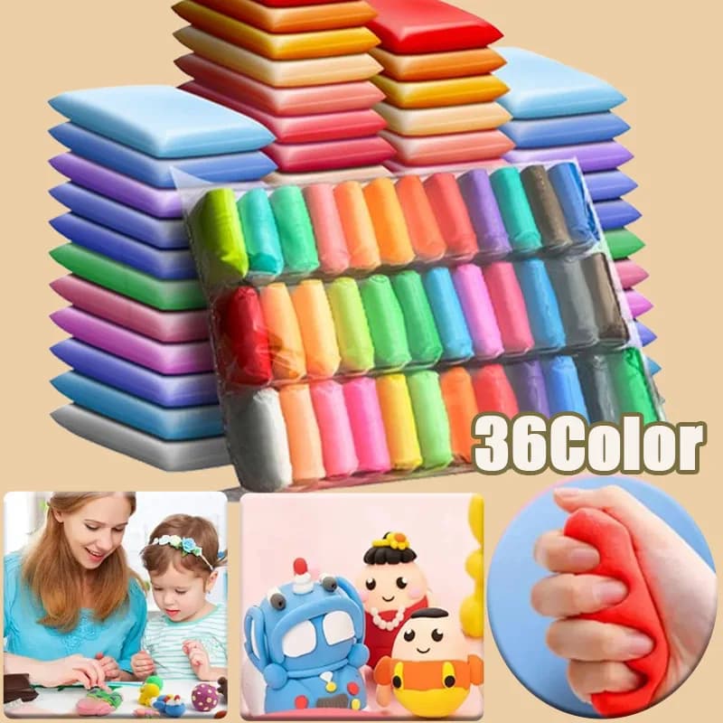 1 Set 36 Colors Air Dry Clay Ultra Light Non Toxic Modeling Dough Soft DIY Craft Kit with Tools for Kids Creative Play
